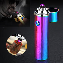Noble cylinder LED Windproof Smoke lighter Cross Double Arc Lighter USB Pulse Cigar Lighters Electronic pipe cigarette lighters