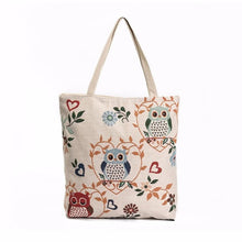 Xiniu bags Women Owl Printed Canvas Tote Casual Beach Bags Women Shopping Bag Handbags