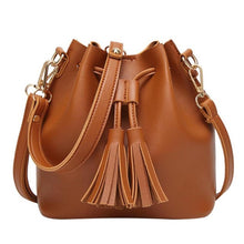 Xiniu Women Leather Drawstring crossbody bags for women luxury Tassels Bucket Bag bolsa feminina #5M