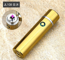 Noble cylinder LED Windproof Smoke lighter Cross Double Arc Lighter USB Pulse Cigar Lighters Electronic pipe cigarette lighters