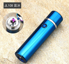 Noble cylinder LED Windproof Smoke lighter Cross Double Arc Lighter USB Pulse Cigar Lighters Electronic pipe cigarette lighters
