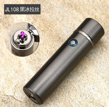 Noble cylinder LED Windproof Smoke lighter Cross Double Arc Lighter USB Pulse Cigar Lighters Electronic pipe cigarette lighters
