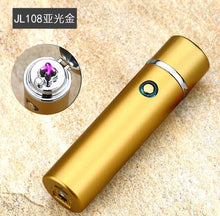 Noble cylinder LED Windproof Smoke lighter Cross Double Arc Lighter USB Pulse Cigar Lighters Electronic pipe cigarette lighters