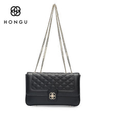 HONGU Women Shoulder Bag Genuine Cow Leather Female Messenger Crossbody Bags Fashion Diamond Lattice Chain Flap Hand Bag bolsos