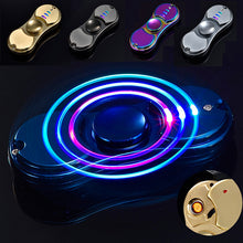 Fidget Finger Spinner Lighter With Flashing LED Light Metal spinner USB Cigar Lighter Hand Toys Gift For Adults #E