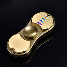 Fidget Finger Spinner Lighter With Flashing LED Light Metal spinner USB Cigar Lighter Hand Toys Gift For Adults #E
